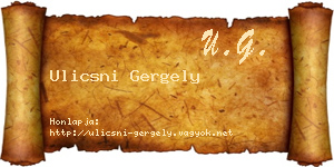Ulicsni Gergely névjegykártya